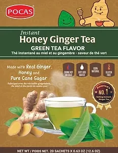 Pocas instant honey ginger tea with green tea flavor