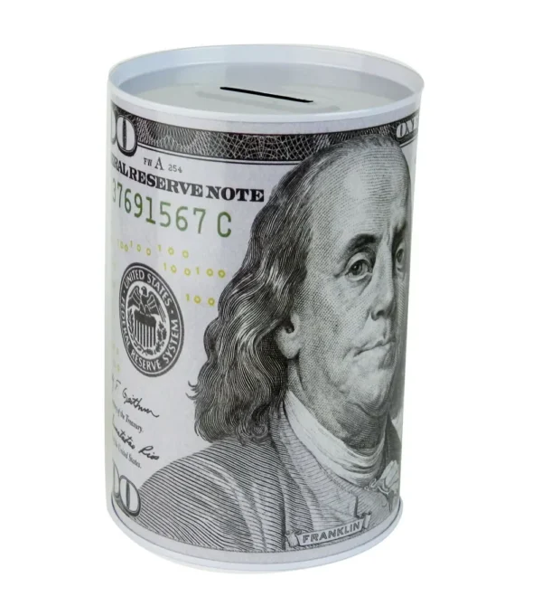 100 dollar bill metal bank