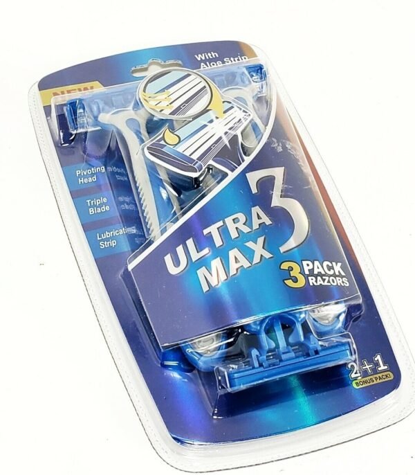 Ultra max 3 pack razors with aloe strip