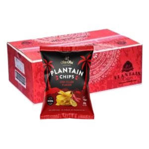Box of olu olu plantain chips with chilli 24pack