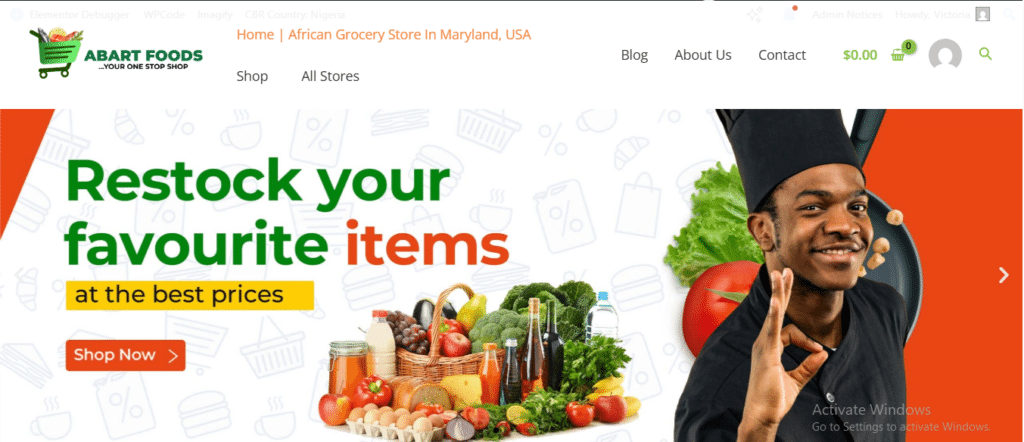ABARTFOODS HOMEPAGE INTERFACE